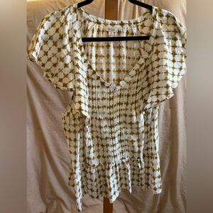 Ana White and Brown Patterned Dress 0X